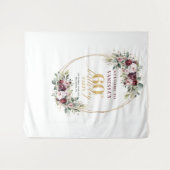 Stylish Burgundy Gold Eucalyptus 60th Birthday Wandteppich (Vorderseite (Horizontal))