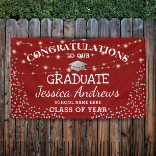 Stylish Burgundy & Sliver Class of 2025 Abschluss Banner