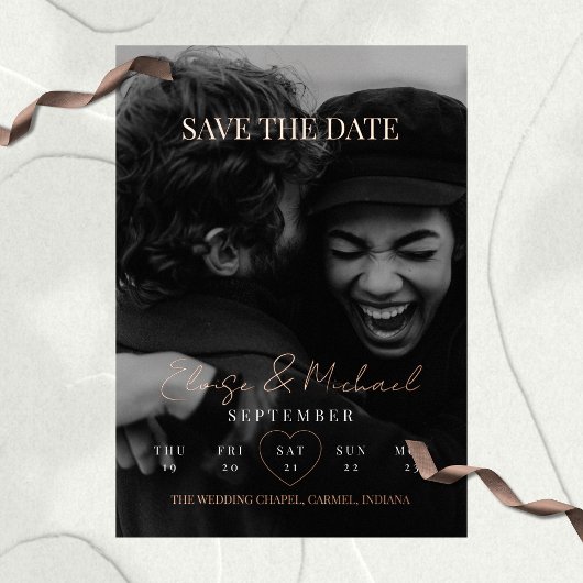 Stylish Calendar Photo Double-sided Save The Date Folieneinladung