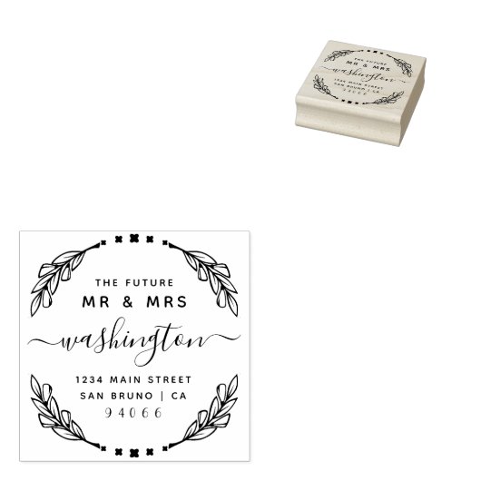 Stylish Calligraphy Future Mr. & Mrs. Rücksendeadr Gummistempel (Stempel)