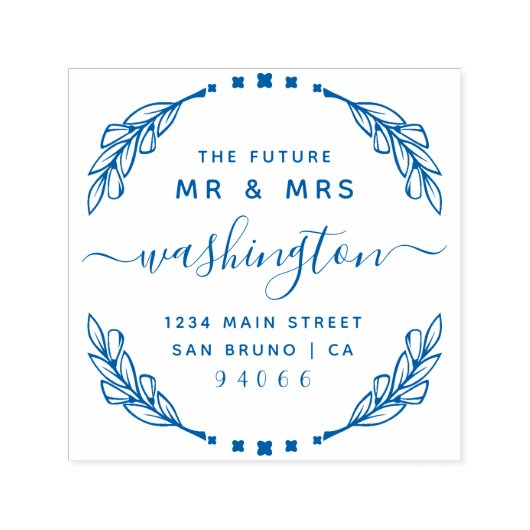 Stylish Calligraphy Future Mr. & Mrs. Rücksendeadr Permastempel (Design)
