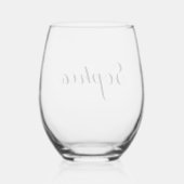 Stylish Calligraphy Script Monogram  Weinglas Ohne Stiel (Rückseite)