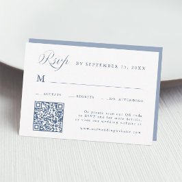 Stylish Calligraphy Script Wedding Dusty Blue RSVP Karte