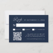 Stylish Calligraphy Script Wedding Navy Blue  RSVP Karte (Vorderseite)