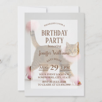 Stylish Cat in Pink Heels and Fluffy Glam          Einladung