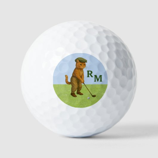 *Stylish Cat Playing Golf Personalized Golfball (Vorderseite)