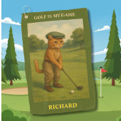 Stylish Cat Playing Golf Personalized Golfhandtuch