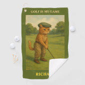Stylish Cat Playing Golf Personalized Golfhandtuch (Insitu)