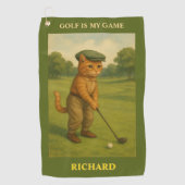 Stylish Cat Playing Golf Personalized Golfhandtuch (Vorderseite)
