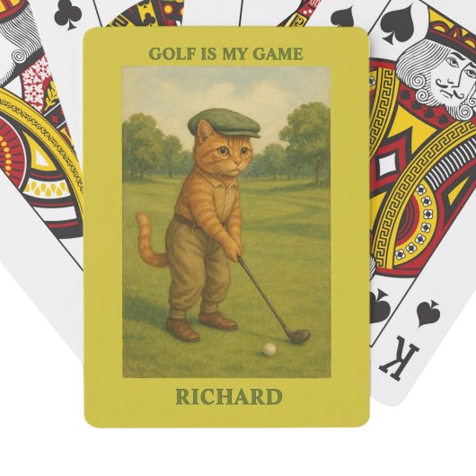 Stylish Cat Playing Golf Personalized Poker Cards Spielkarten