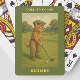 Stylish Cat Playing Golf Personalized Spielkarten