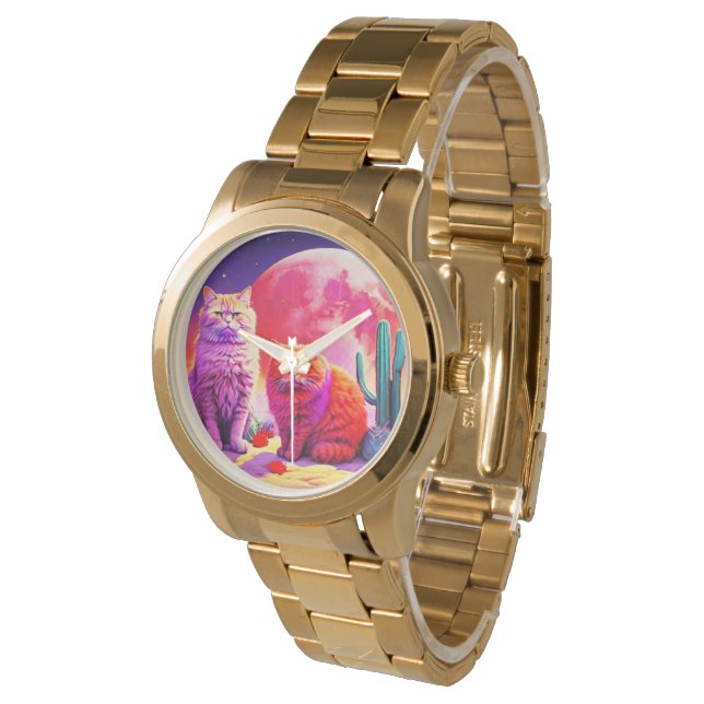 Stylish cat watch for cat's lovers armbanduhr (Schrägansicht)