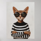 Stylish Cat With Round Glasses Poster (Vorne)