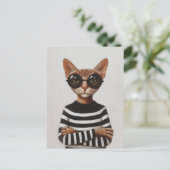 Stylish Cat With Round Glasses Postkarte (Stehend Vorderseite)