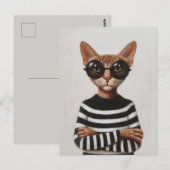 Stylish Cat With Round Glasses Postkarte (Vorne/Hinten)