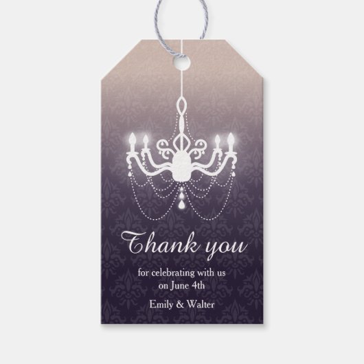 Stylish Chandelier Wedding Danke Geschenkanhänger (Vorderseite)