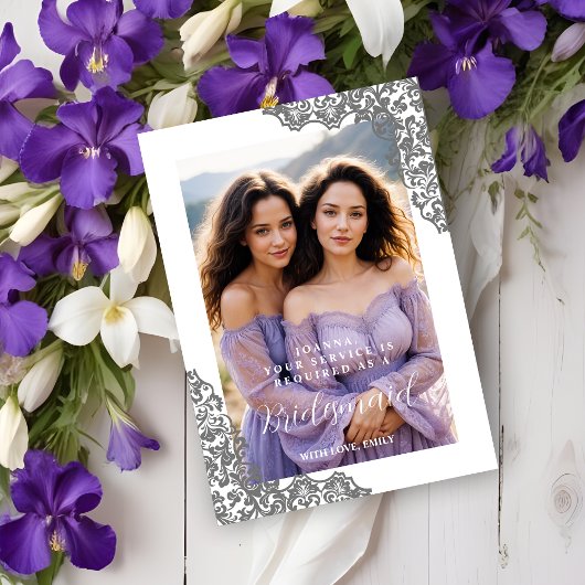 Stylish Cherish Bridesmaid Grey Lace Corner Photo