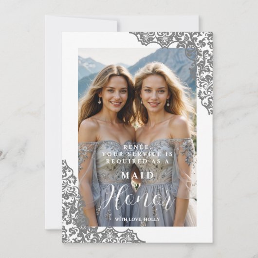 Stylish Cherish Bridesmaid Lace Corner Photo (Vorderseite)