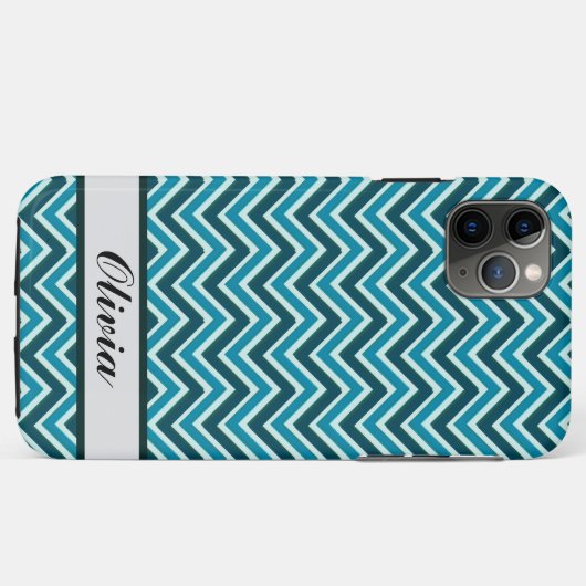 Stylish Chevron Wave Blue, Teal, Green Case-Mate iPhone Hülle (Rückseite (Horizontal))