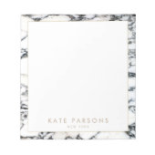 Stylish Chic Black and White Marble Name Notepad Notizblock (Vorderseite)