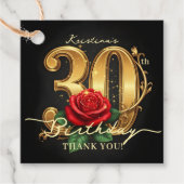Stylish Chic Black Gold Red Rose 30th Birthday Geschenkanhänger (Vorderseite)