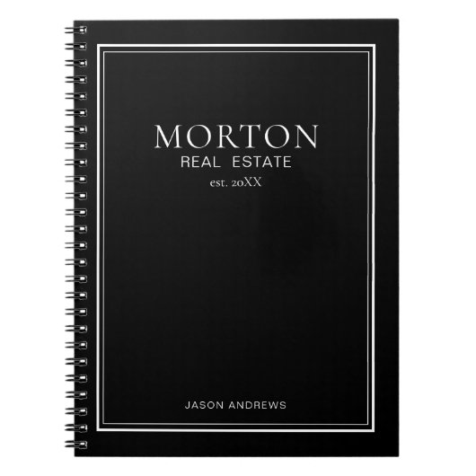 Stylish Chic Black & White Real Estate Notebook Notizblock (Vorderseite)