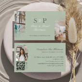 Stylish Chic Elegant Arch Photos Monogram QR Code Visitenkarte