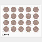 Stylish Choc Brown Wedding Danke Sticker (Blatt)