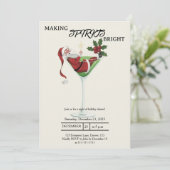 Stylish Christmas Martini Cocktail Party Einladung (Stehend Vorderseite)