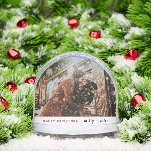 Stylish Christmas | Modern Trendy Couple Photo Met Schneekugeln (Weihnachten)