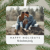 Stylish Christmas | Modern Trendy Minimal Photo Ornament Aus Metall