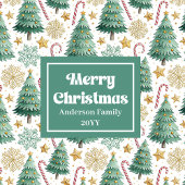 Stylish Christmas trees gift bag earthy tones Mittlere Geschenktüte