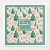 Stylish Christmas Trees Watercolor Paper Napkins Serviette (Vorderseite)
