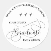 Stylish Class of 2025 Danke, Script Abschluss Runder Aufkleber (Vorderseite)