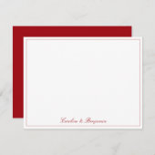 Stylish Classic Script Elegant Wedding Custom Red Dankeskarte (Vorne/Hinten)