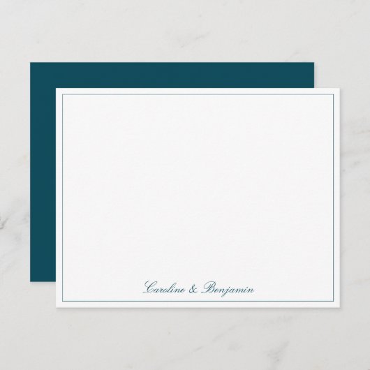 Stylish Classic Script Elegant Wedding Custom Teal Dankeskarte (Vorne/Hinten)