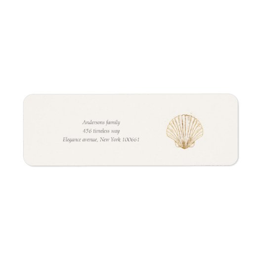 Stylish Coastal Seashell Wedding Address Label (Vorne)