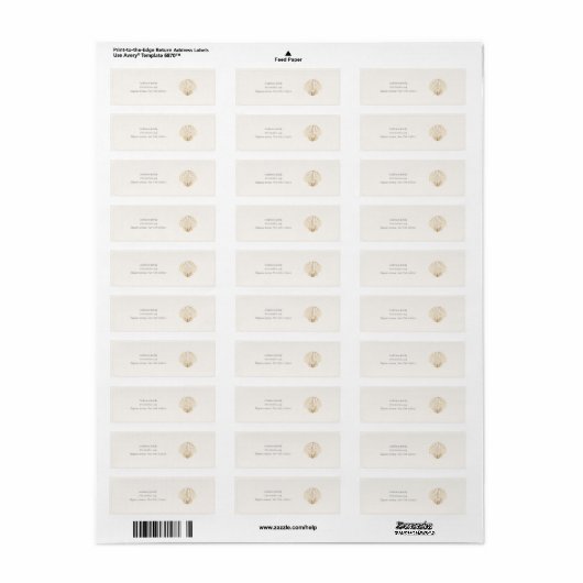 Stylish Coastal Seashell Wedding Address Label (Vorne)