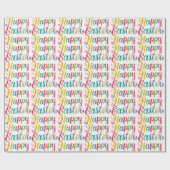 Stylish Colorful Floral Happy Easter Geschenkpapier (Flach)