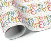 Stylish Colorful Floral Happy Easter Geschenkpapier (Rolleneckpunkt)