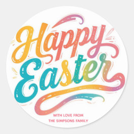 Stylish Colorful Floral Happy Easter Runder Aufkleber