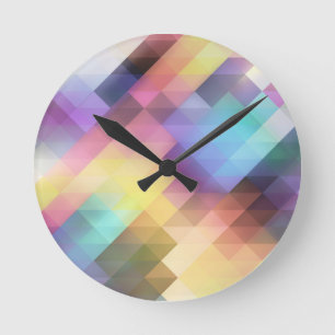 Stylish Colorful Pastel Geometric Pattern Runde Wanduhr