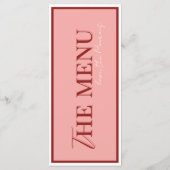 Stylish Contemporary Pink and Red Wedding Menükarte (Rückseite)