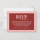 Stylish Contemporary Pink and Red Wedding RSVP Karte (Vorderseite)