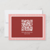 Stylish Contemporary Pink and Red Wedding RSVP Karte (Rückseite)