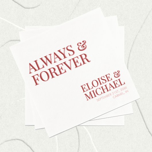 Stylish Contemporary Pink and Red Wedding Serviette