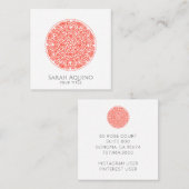 Stylish Coral Mandala Universe Symbol Quadratische Visitenkarte (Vorne/Hinten)