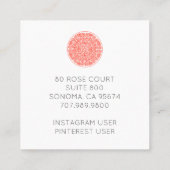 Stylish Coral Mandala Universe Symbol Quadratische Visitenkarte (Rückseite)