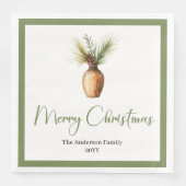 Stylish Cozy Bohemian Botanical Christmas Bouquet Serviette (Vorderseite)