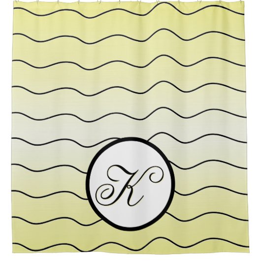 Stylish Creamy Citrus Yellow Abstract Line Art Duschvorhang (Vorderseite)